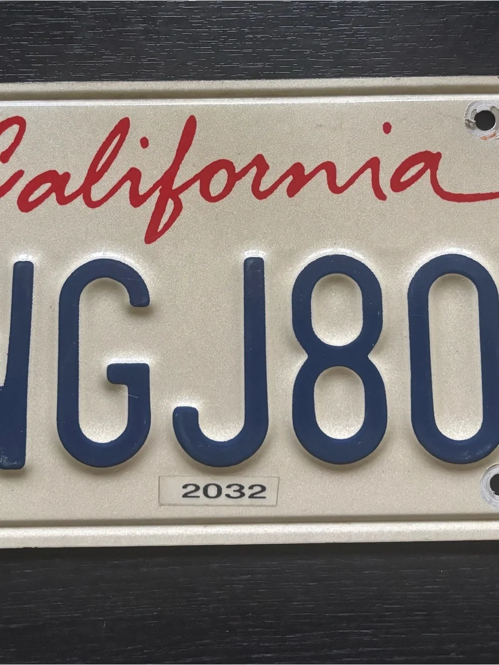 California Script License Plate Wall Art - Cream with Red & Navy